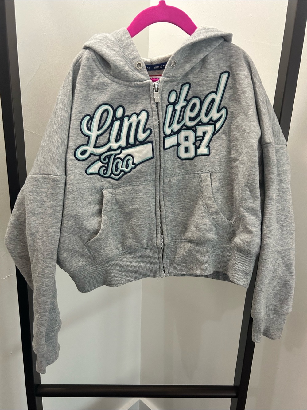 Limited Too Heather Gray Hoodie with Navy Label